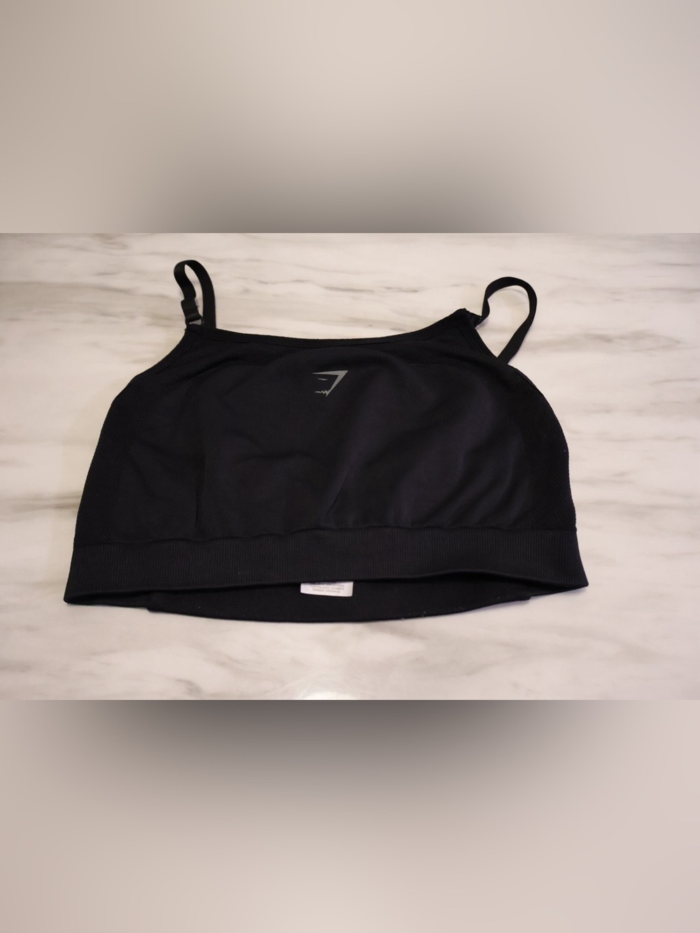 Gymshark Black Seamless Crop Top Sports Bra with Thin Straps